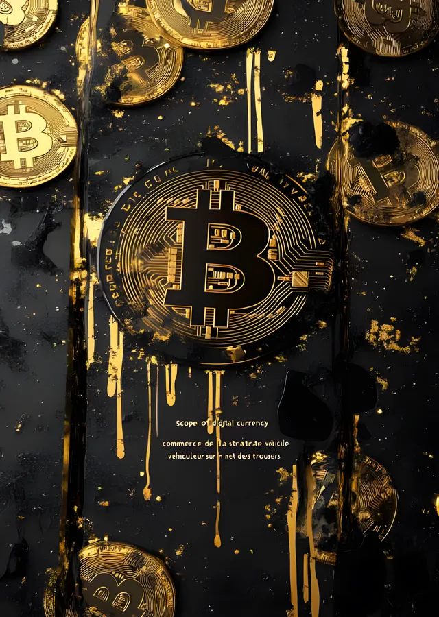 Bitcoin - Altın Damla metal tablo