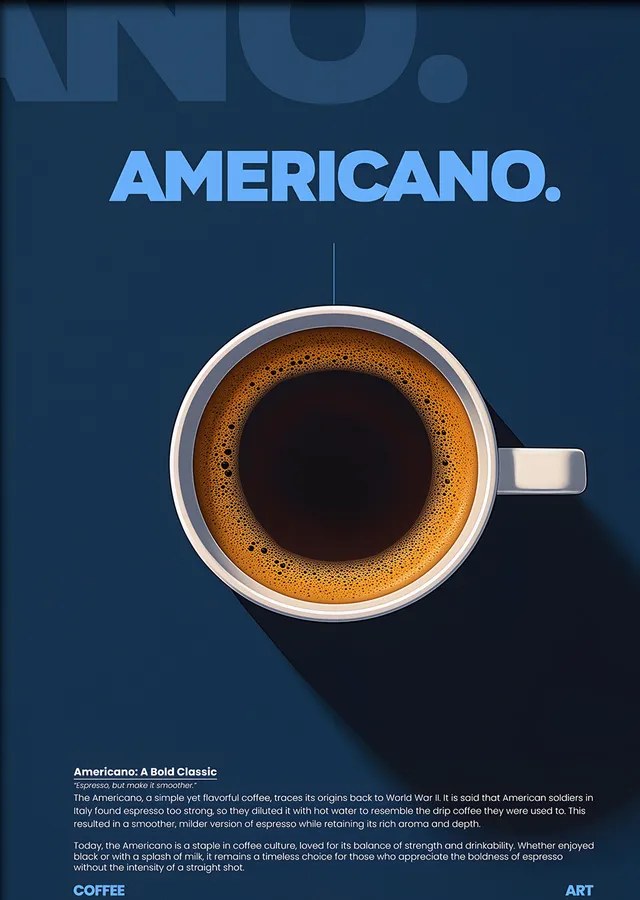 Americano Lacivert Zemin metal tablo