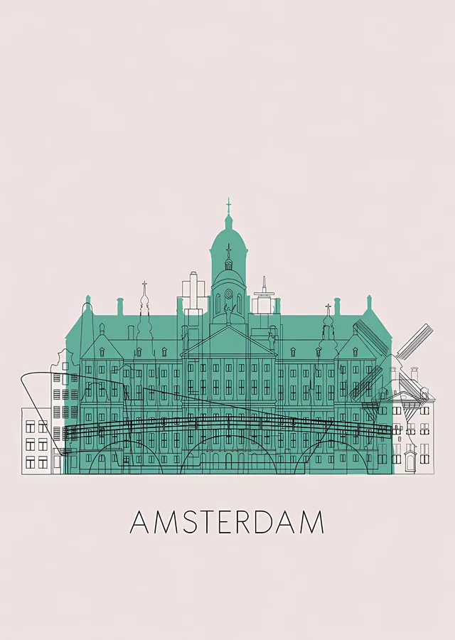 Amsterdam - Çizgi Mimari metal tablo