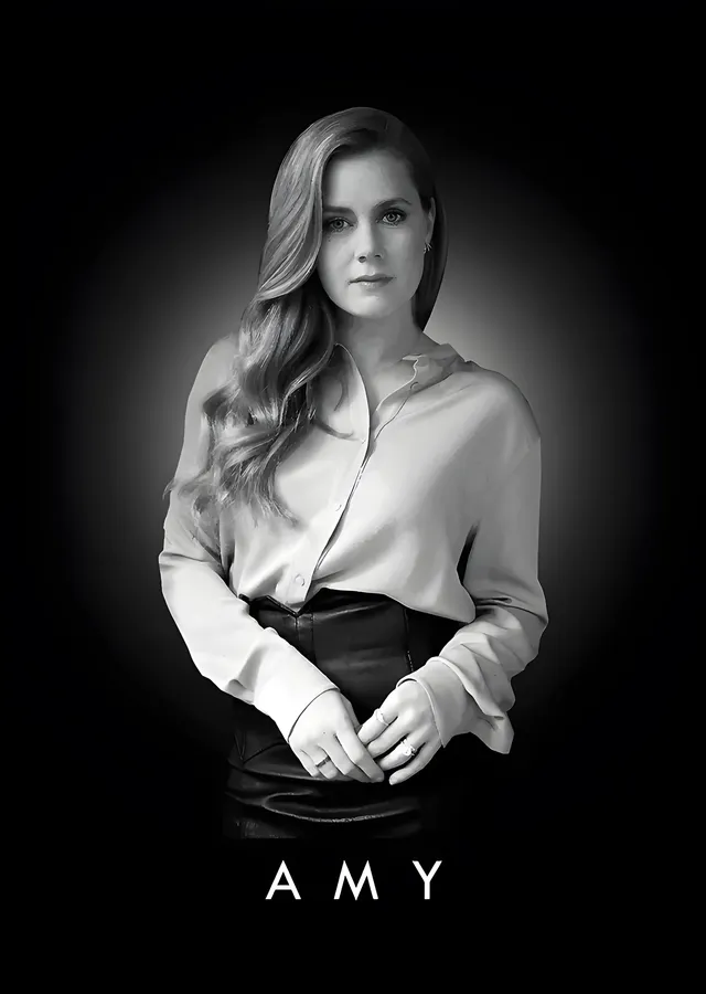 Amy Adams - Siyah Beyaz Portre metal tablo