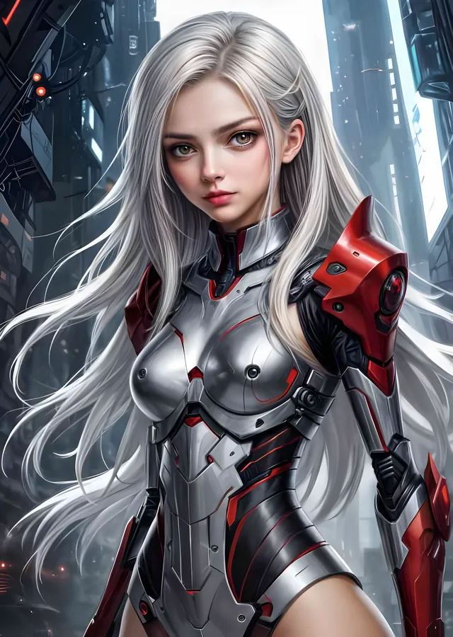 Beyaz Zırhlı Anime Karakteri metal tablo