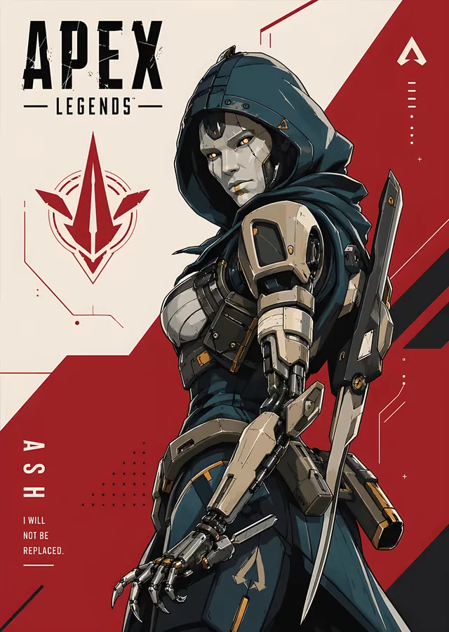 Apex Legends: Kırmızı Zeminde Ash metal tablo