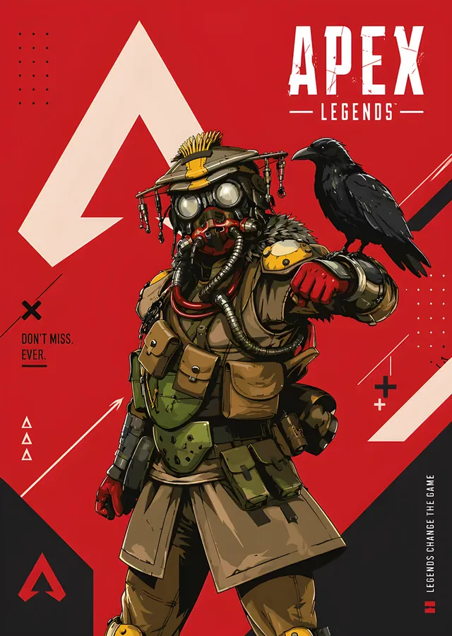 Apex Legends: Kızıl Zeminde Bloodhound ve Kuzgun metal tablo