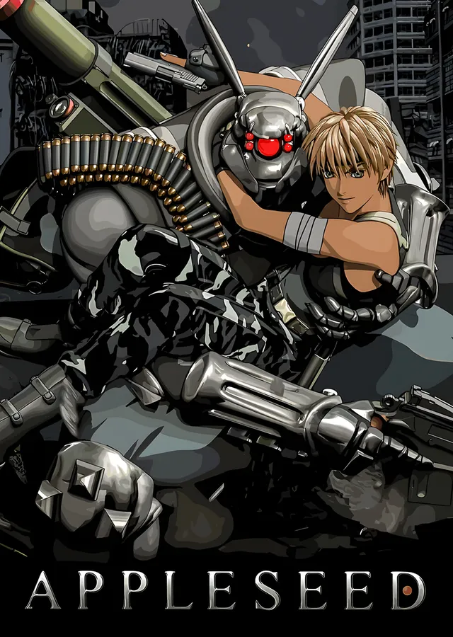 Appleseed: Gri Zeminde Zırhlı Savaşçı metal tablo