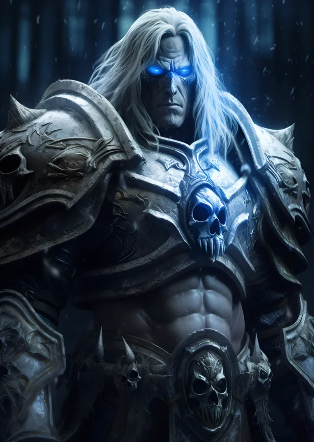 Arthas Menethil: Mavi Işıklı Portre - World of Warcraft metal tablo