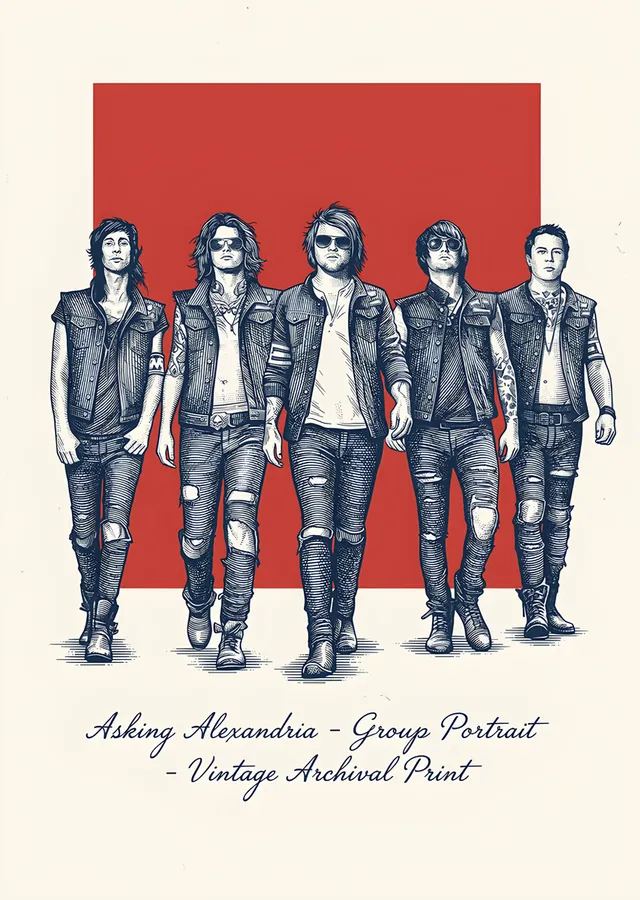 Asking Alexandria - Grup Portresi metal tablo