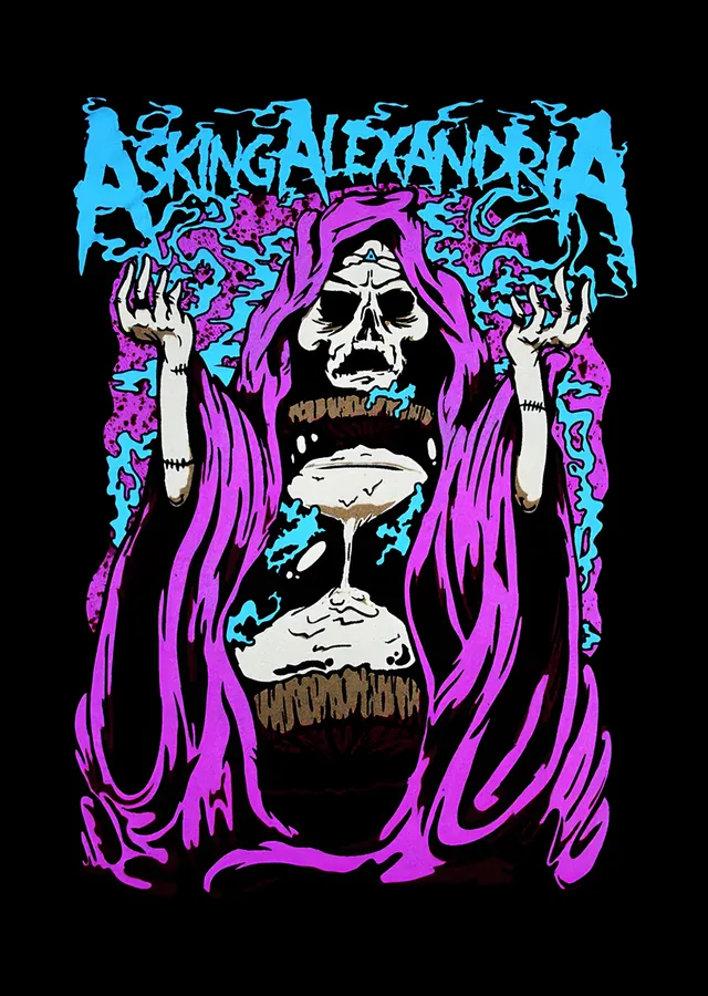 Asking Alexandria - Neon Kuru Kafa metal tablo