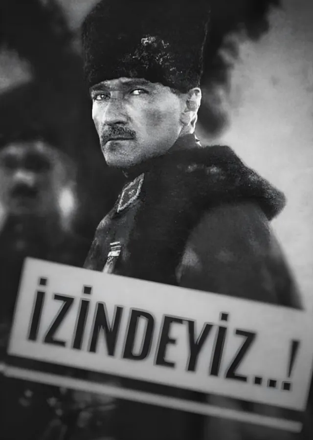 Atatürk - İzindeyiz metal tablo