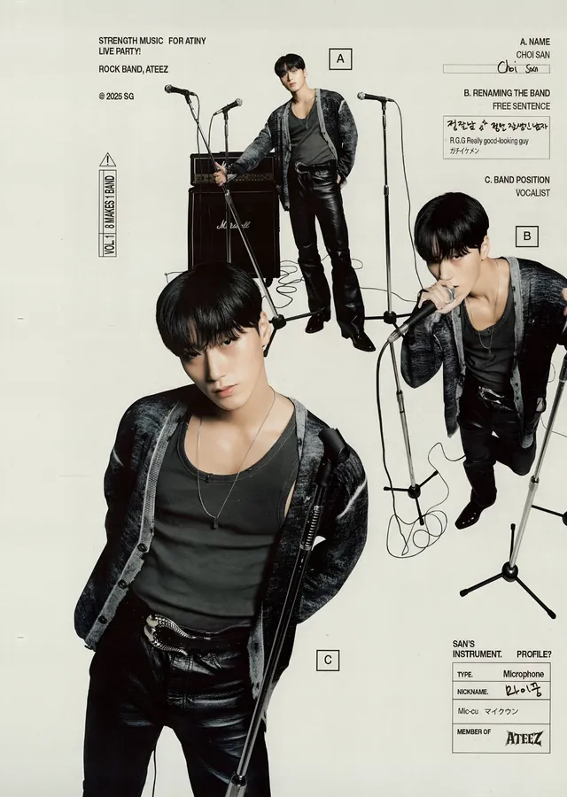 ATEEZ: Choi San Mikrofon Profili metal tablo