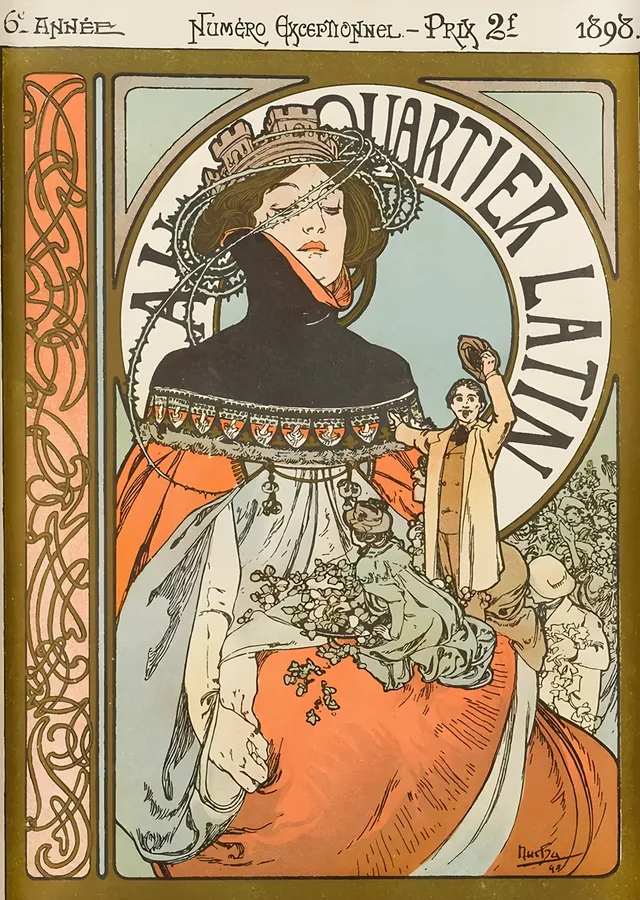 Au Quartier Latin - Alphonse Mucha metal tablo