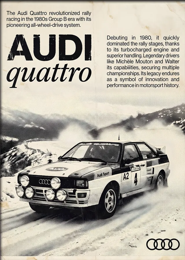 Audi Quattro Ralli Efsanesi metal tablo