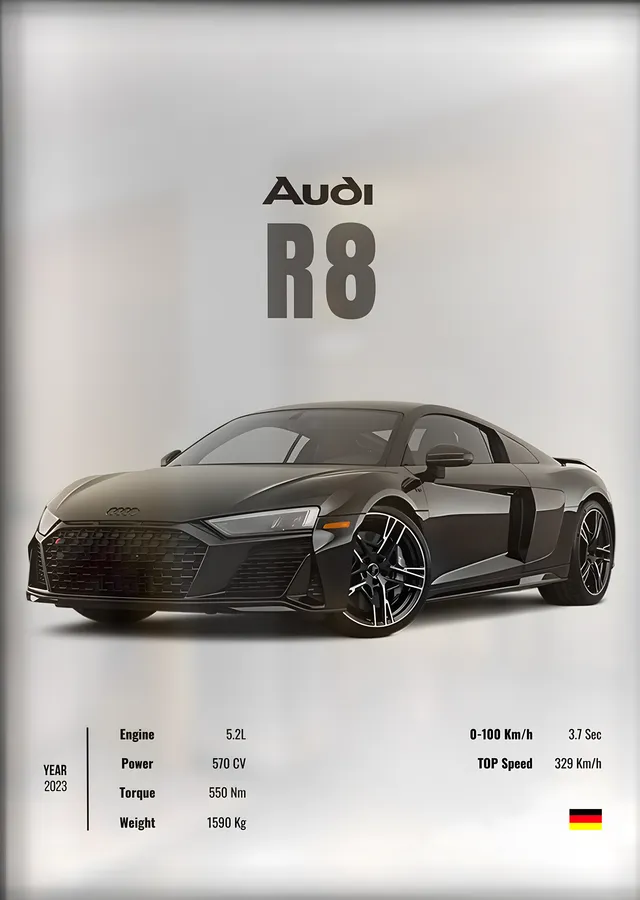 Audi R8 (Teknik Föy) metal tablo