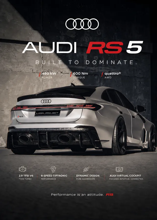 Audi RS5 Built to Dominate metal tablo