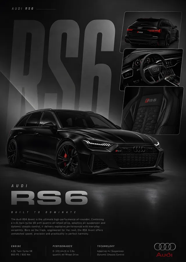 Audi RS6 Katalog Düzeni metal tablo