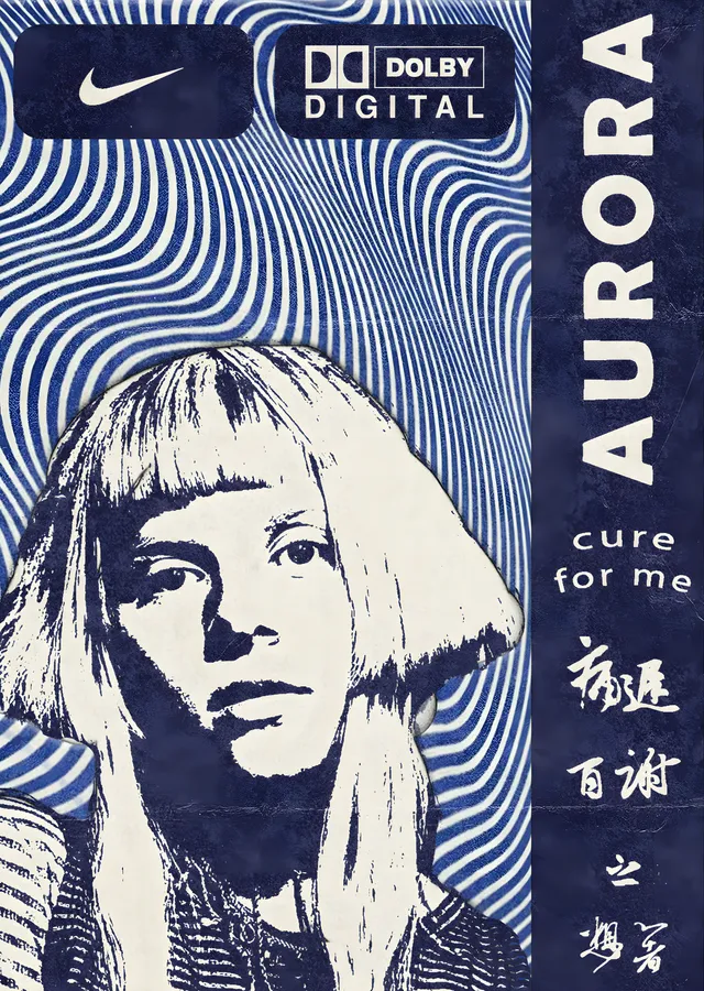AURORA: Cure for Me Mavi Baskı metal tablo