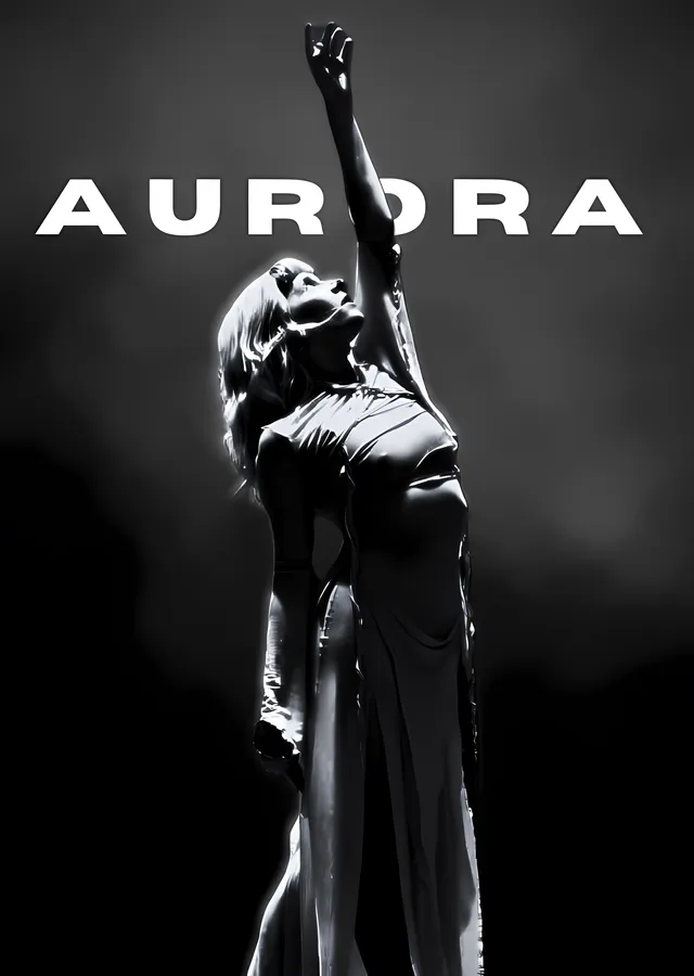 AURORA: Siyah Beyaz Sahne Anı metal tablo