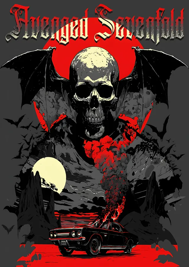 Avenged Sevenfold Yarasa Kafatası metal tablo