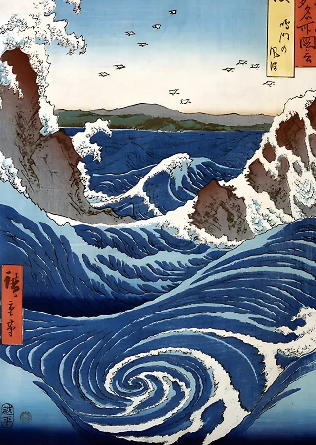 Awa'da Naruto Girdapları - Hiroshige metal tablo