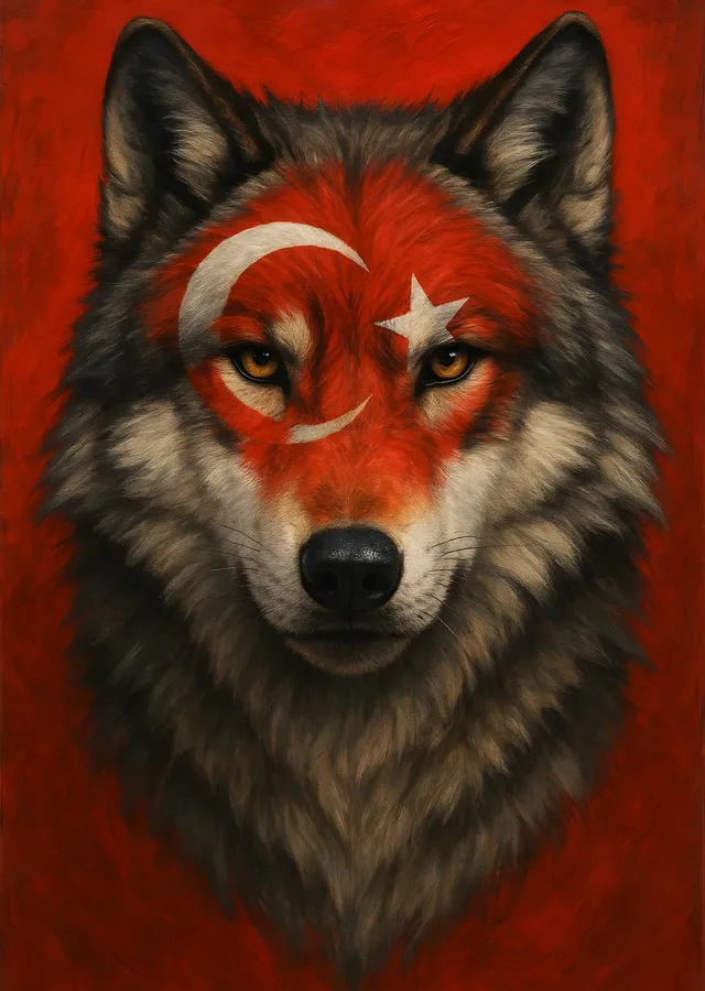 Ay Yıldızlı Bozkurt metal tablo