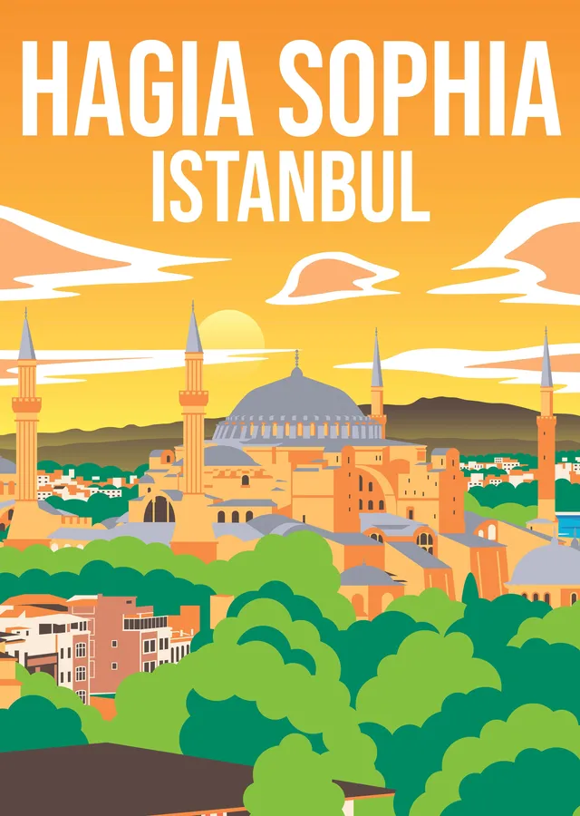 Ayasofya - İstanbul Seyahat Afişi metal tablo