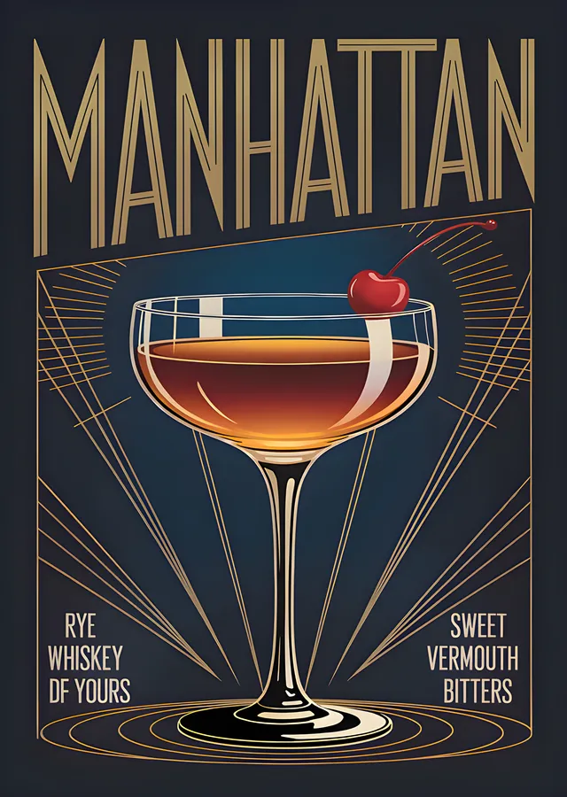Manhattan Kokteyli metal tablo