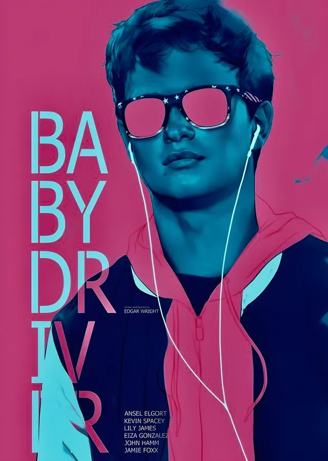 Baby Driver Mavi Pembe metal tablo