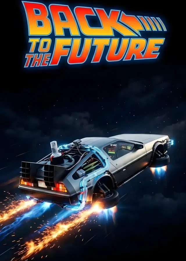 Back to the Future - Uçan DeLorean metal tablo