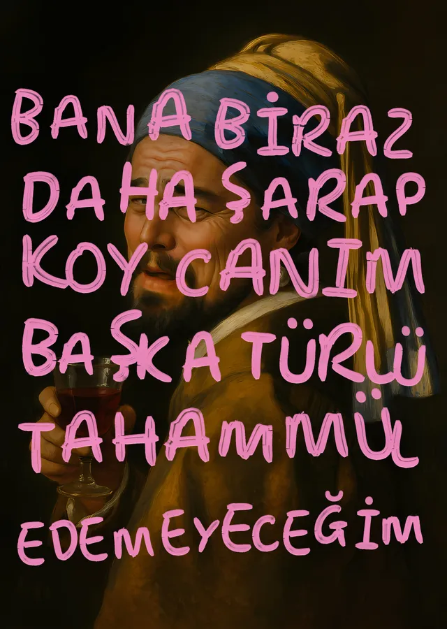 Bana Biraz Daha Şarap Koy Canım metal tablo