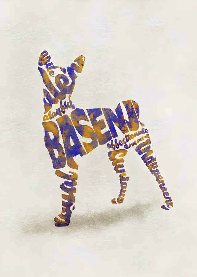 Basenji - Tipografi metal tablo