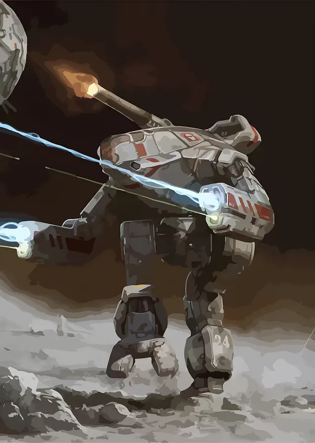 BattleTech: Ay Altında Ateş Eden Mech metal tablo