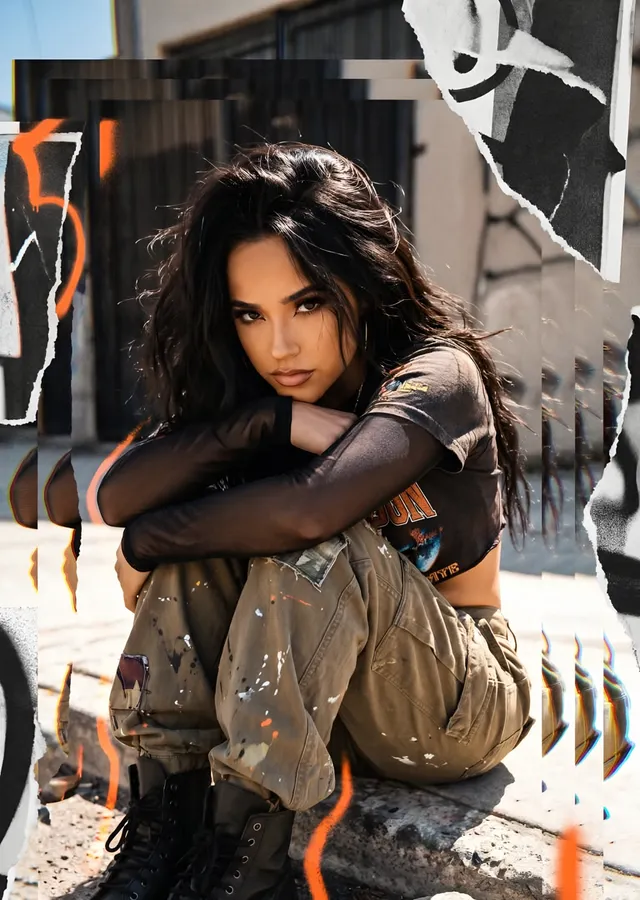 Becky G - Grafitili Duvar metal tablo