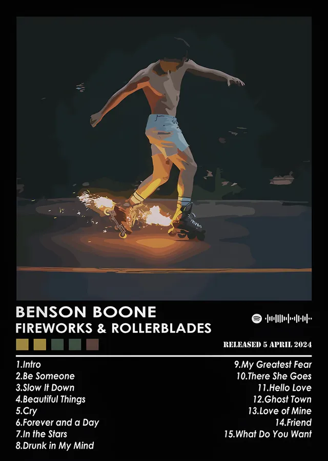 Benson Boone - Fireworks & Rollerblades metal tablo