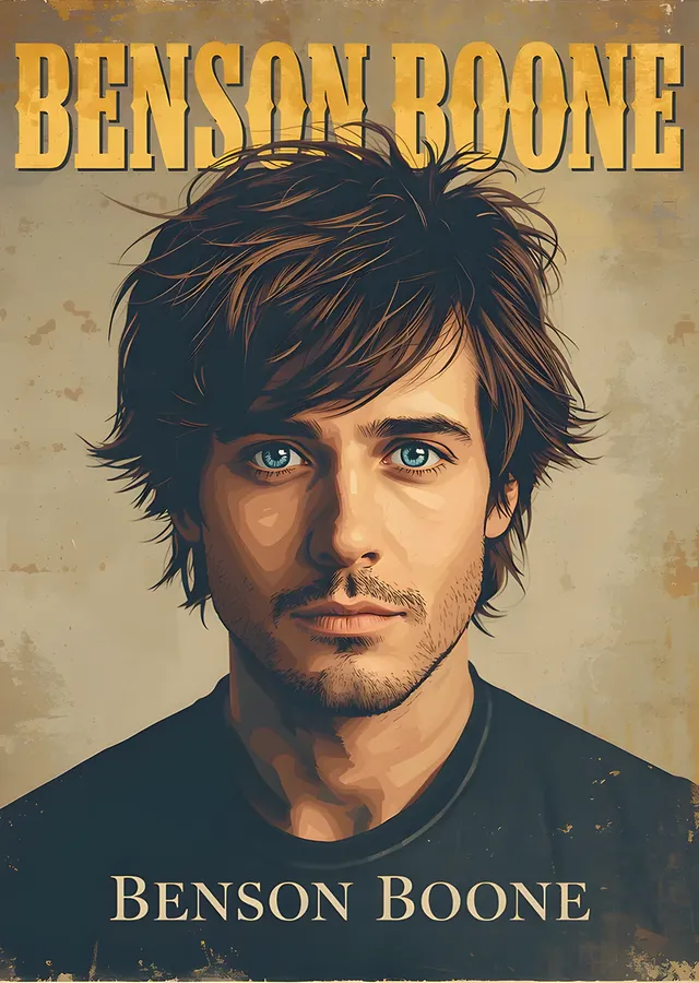 Benson Boone - Retro Kapak İllüstrasyonu metal tablo