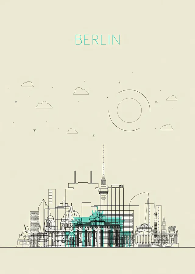 Berlin - Çizgi Silueti metal tablo