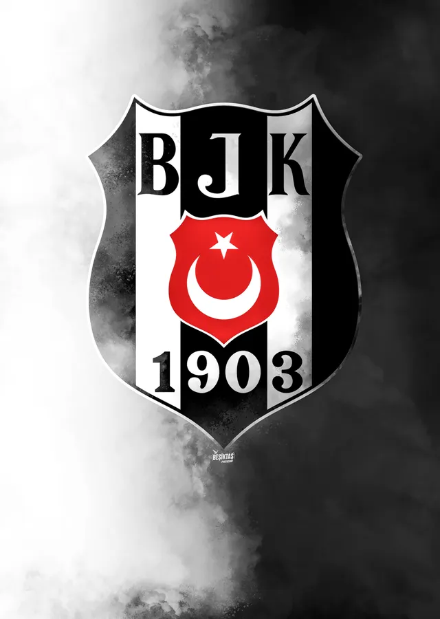 Beşiktaş: Beyaz Dumanda Siyah Arma metal tablo