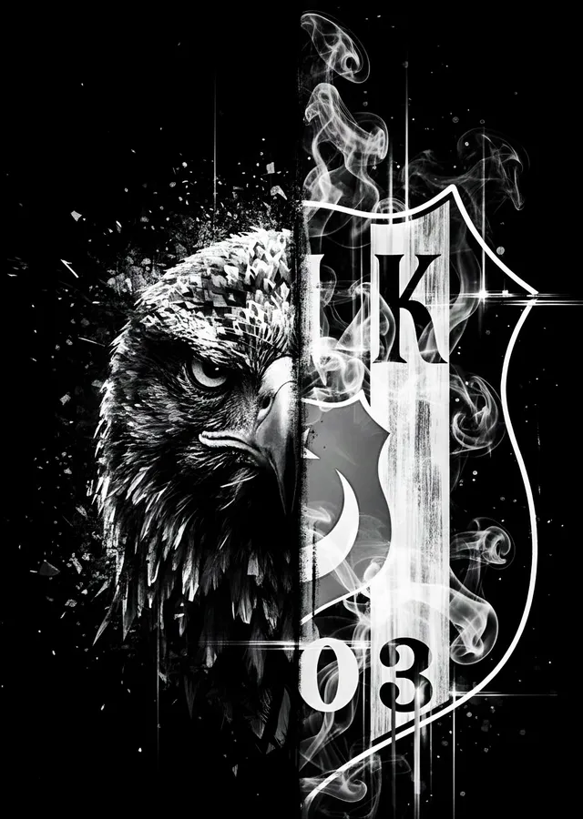 Beşiktaş: Dumanda Kartal ve Arma metal tablo