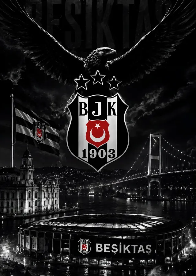 Beşiktaş: Gece Boğazında Asılı Arma metal tablo