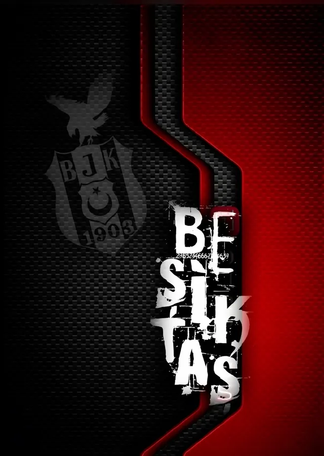 Beşiktaş: Kırmızı Siyah Petek Zeminde Yazı metal tablo