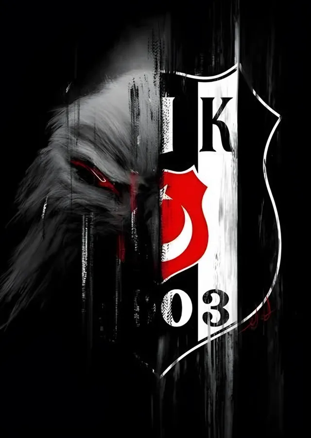 Beşiktaş: Kızıl Gözlü Kartal ve Arma metal tablo