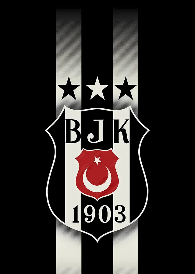 Beşiktaş: Siyah Beyaz Şeritte Arma metal tablo