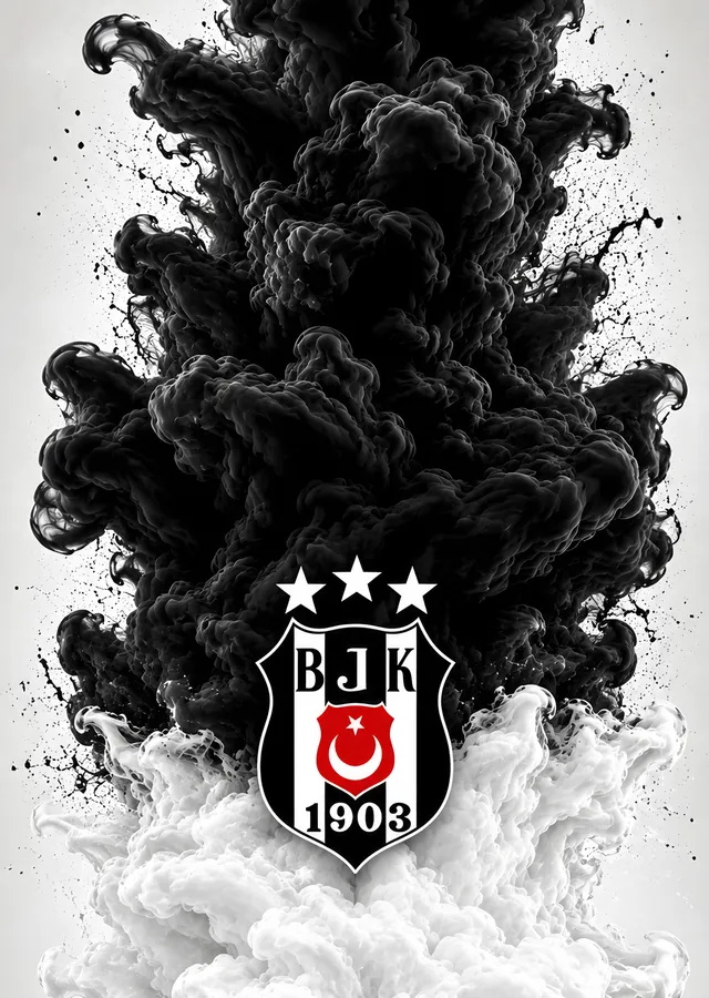 Beşiktaş: Siyah Duman Sütununda Arma metal tablo