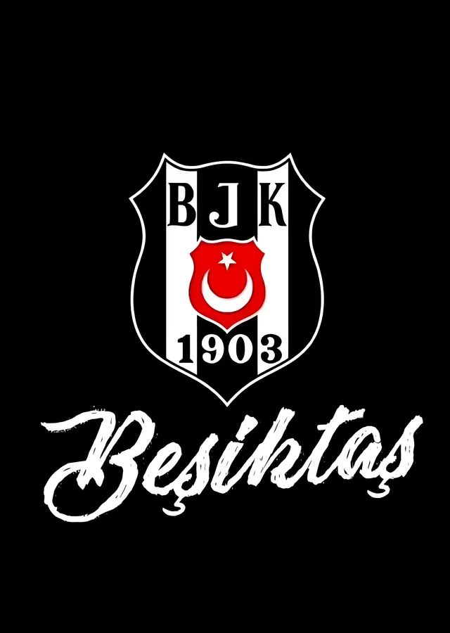 Beşiktaş: Siyah Zeminde El Yazısı Arma metal tablo