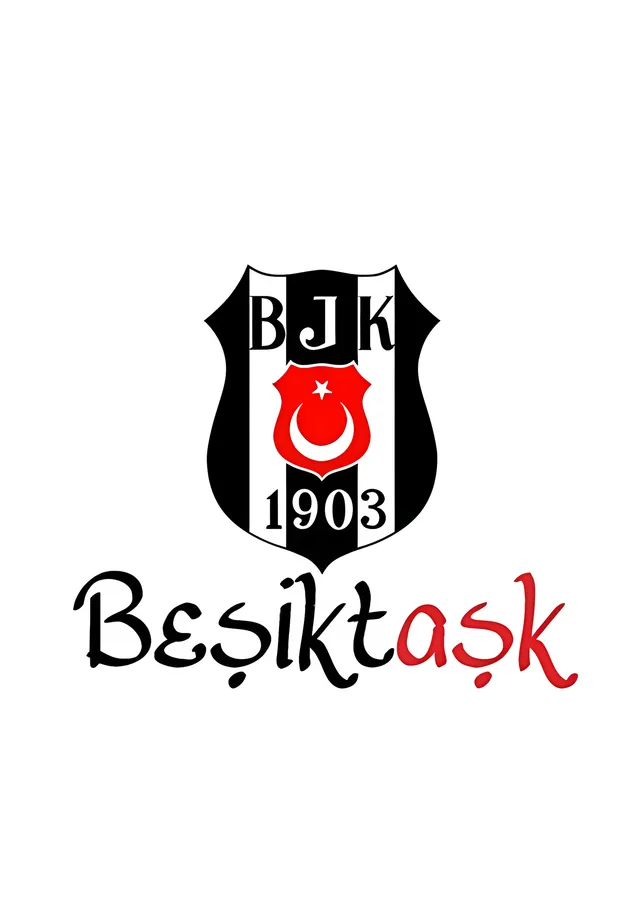 Beşiktaşk: Beyaz Zeminde Kelime Oyunu metal tablo