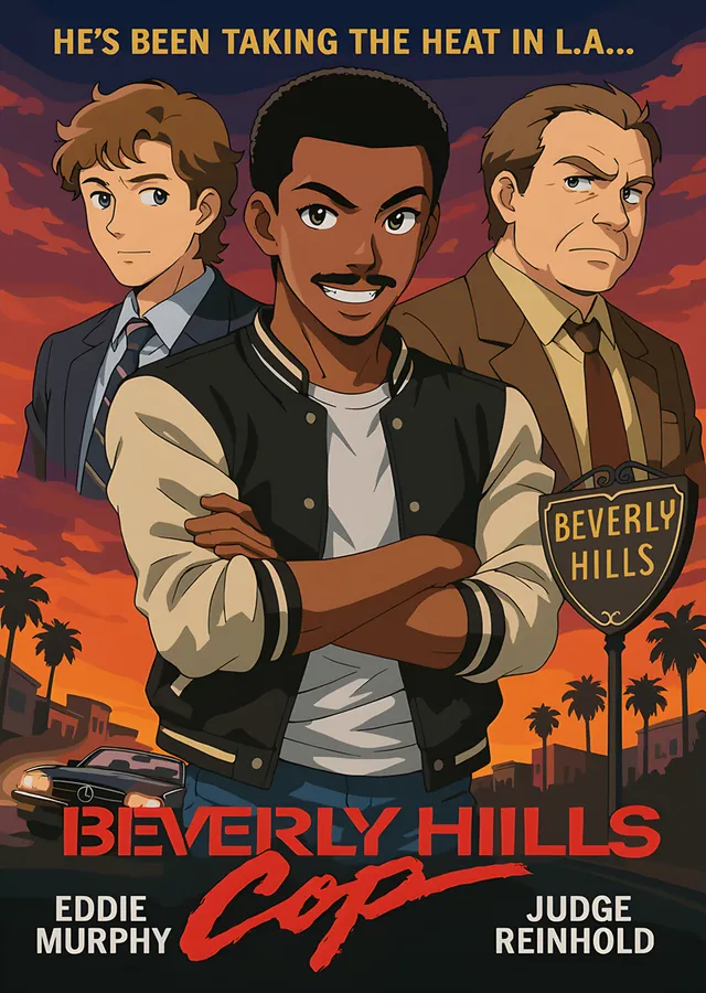 Beverly Hills Cop: Anime Tarzı Üçlü Portre metal tablo