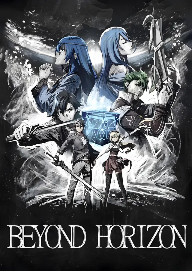 Beyond Horizon: Siyah Beyaz Anime Kadrosu metal tablo