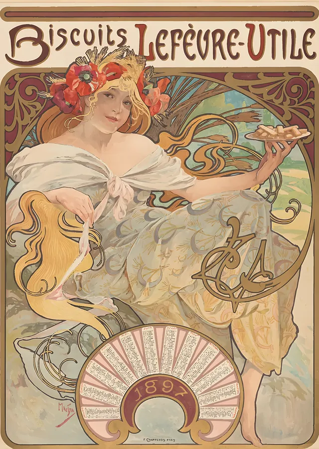 Biscuits Lefèvre-Utile - Alphonse Mucha metal tablo