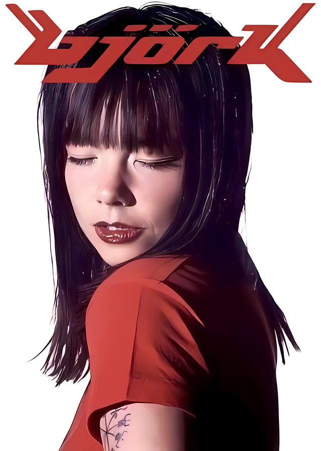 Björk: Kırmızı Zeminde Profil metal tablo