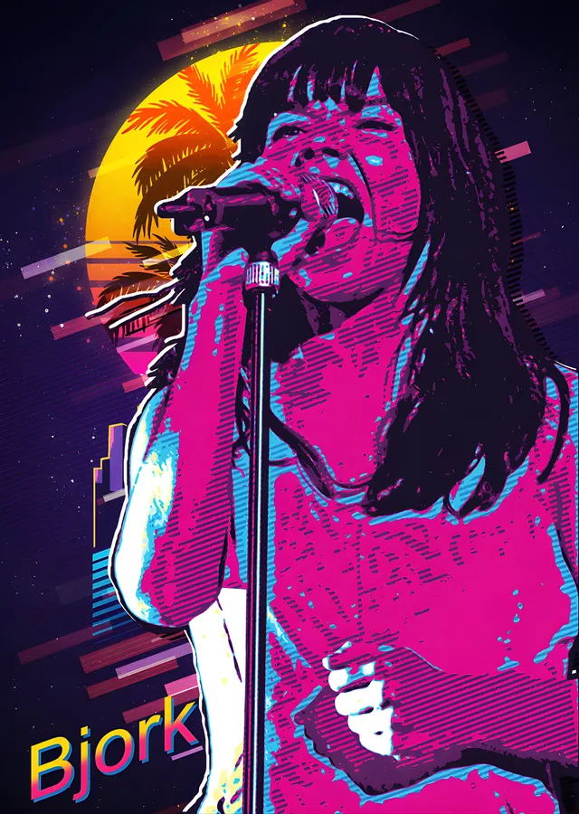 Björk: Neon Sahne Portresi metal tablo