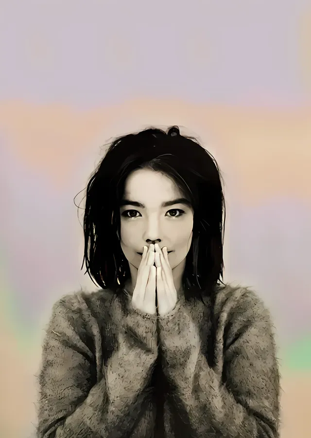 Björk: Pastel Zeminde Portre metal tablo