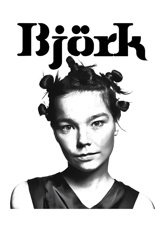 Björk: Siyah Beyaz Klasik Portre metal tablo